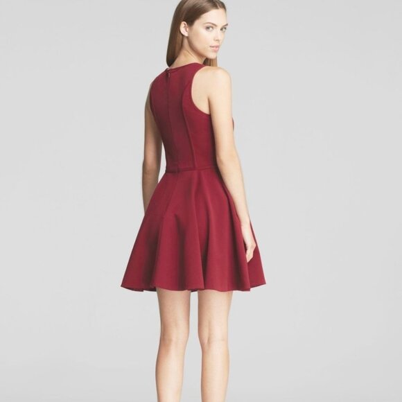 Red Sleeveless Fit Flare Stretch Gabardine Dress 0 - Picture 1 of 3